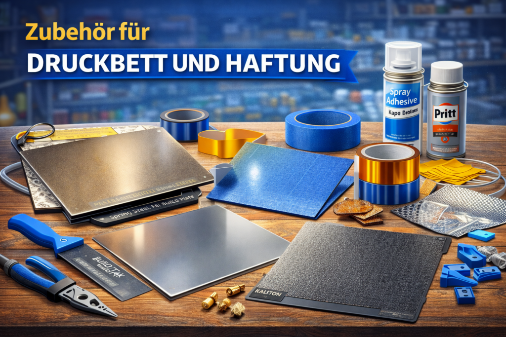 3D-Druck Zubehör für Druckbett und Haftung mit PEI Buildplate, Spachtel, Klebestift und Tape