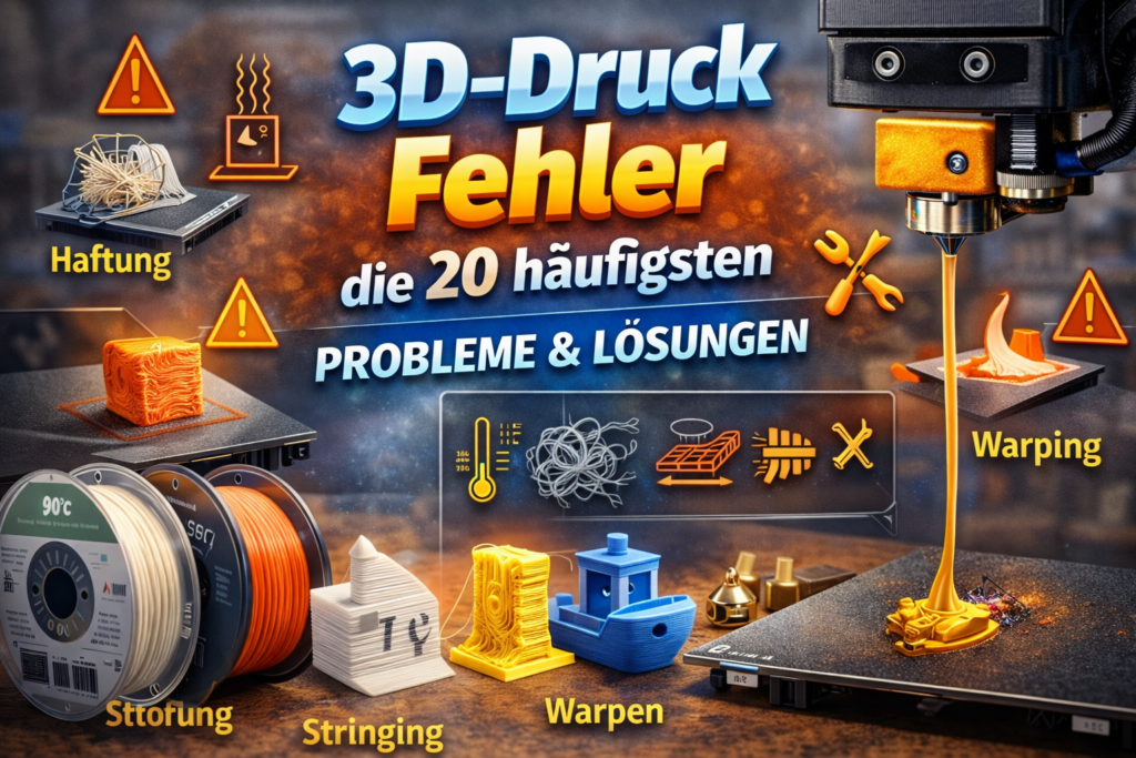 3D-Druck Fehler – die häufigsten Probleme wie Warping, Stringing und schlechte Haftung beim 3D-Druck