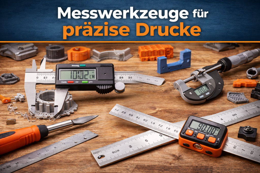 Messwerkzeuge für präzise 3D-Drucke mit digitalem Messschieber, Mikrometer und Lineal
