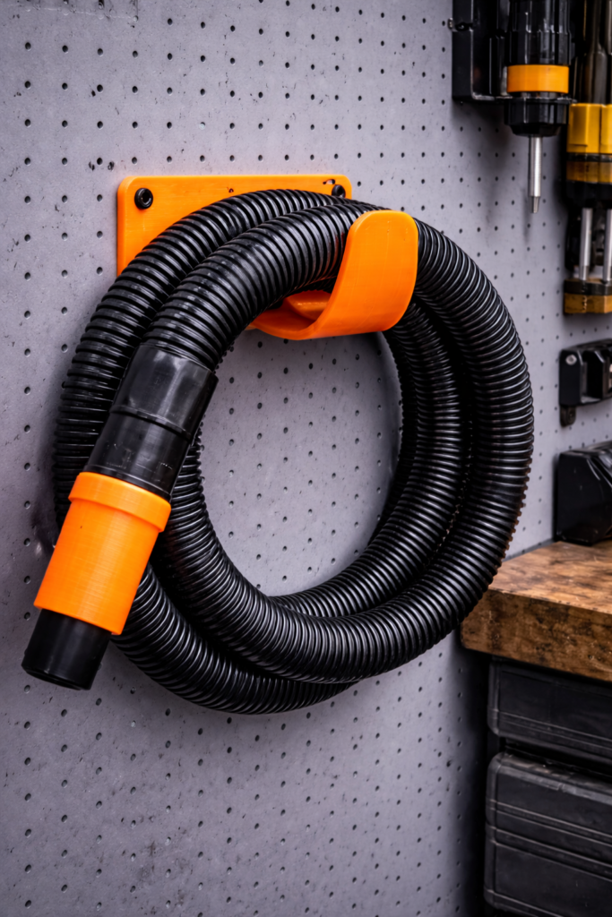 3D gedruckter Schlauchhalter für Staubsauger zur ordentlichen Aufbewahrung eines Absaugschlauchs in der Werkstatt