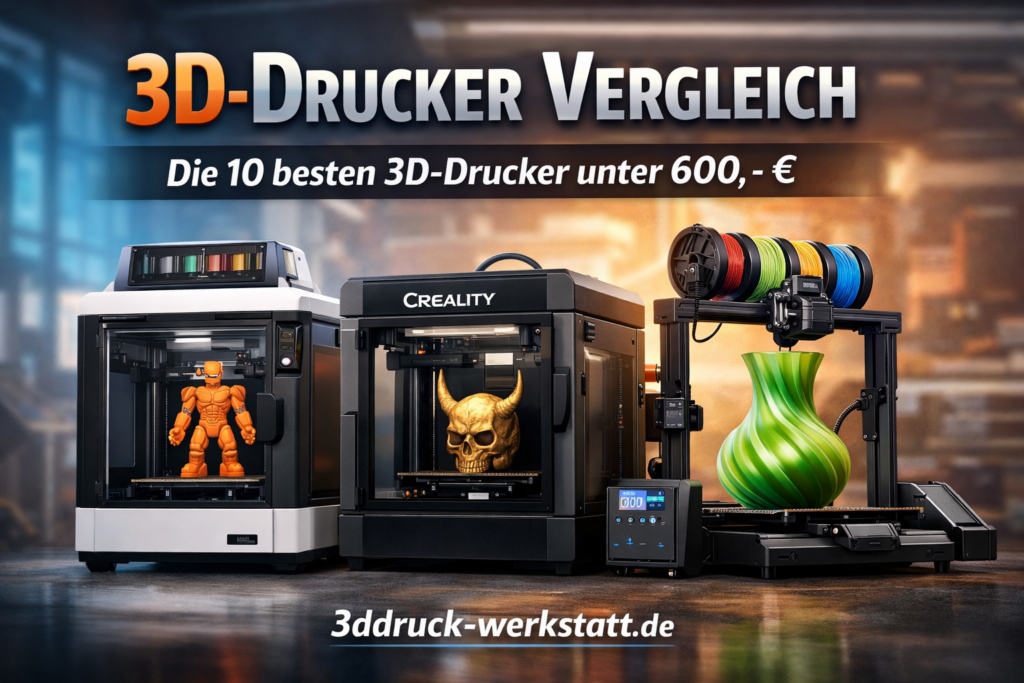 Featured Image zum Artikel 3D-Drucker Vergleich mit drei 3D-Druckern und dem Hinweis auf die 10 besten 3D-Drucker unter 600 Euro
