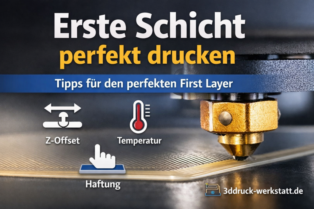 Erste Schicht perfekt drucken beim 3D-Druck mit Tipps zu Z-Offset, Temperatur und Haftung