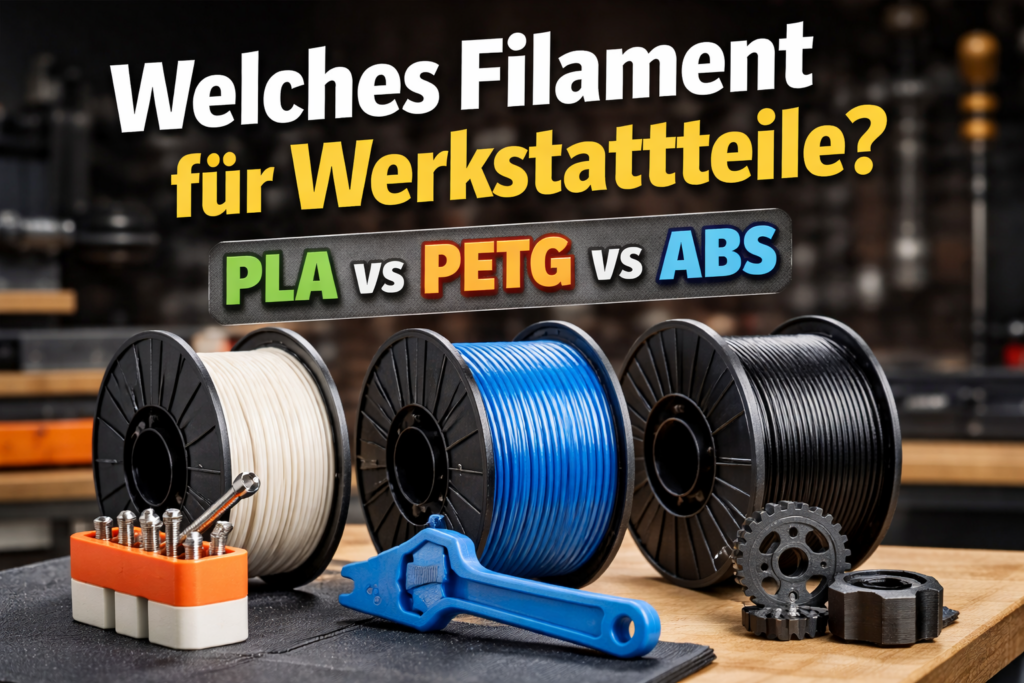 PLA vs PETG vs ABS – Vergleich der besten Filamente für Werkstattteile im 3D-Druck