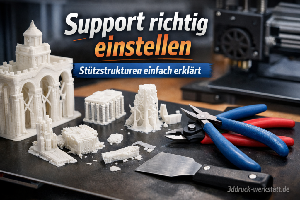 Support richtig einstellen beim 3D-Druck mit Stützstrukturen und Werkzeugen zur sauberen Nachbearbeitung