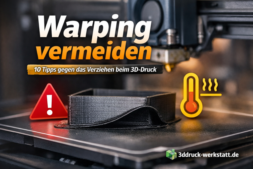 Featured Image zum Artikel Warping vermeiden beim 3D-Druck mit verzogenem Bauteil auf dem Druckbett