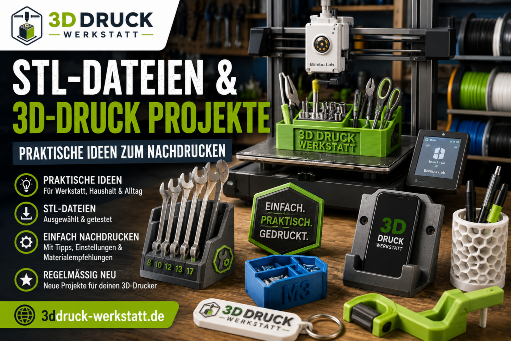 STL-Dateien und 3D-Druck-Projekte mit praktischen Ideen zum Nachdrucken für Werkstatt, Haushalt und Alltag