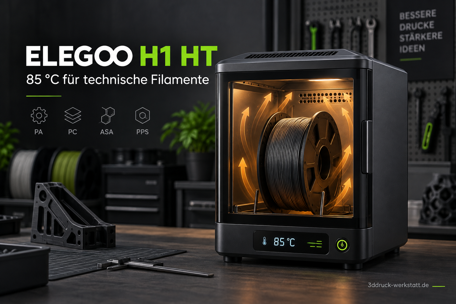 ELEGOO H1 HT Filamenttrockner mit 85 Grad für technische Filamente